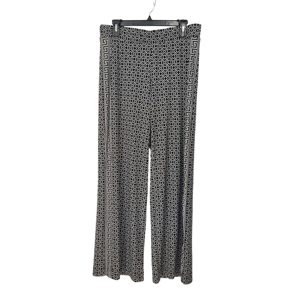 WHBM The Wide Leg‎ Black White Geometric Print Matte Jersey Pants Women's M